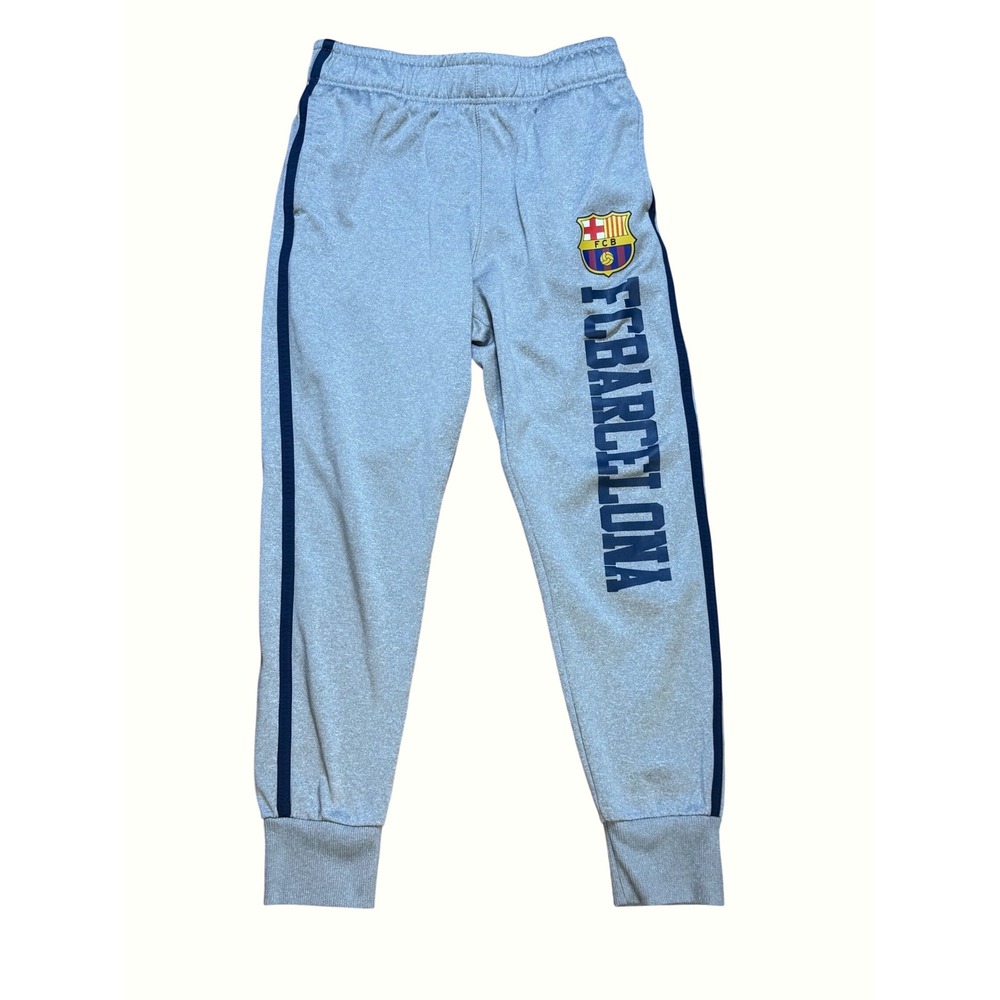 FC Barcelona Joggers Kids Large Gray Navy Blue Soccer Athletic Blokecore FIFA